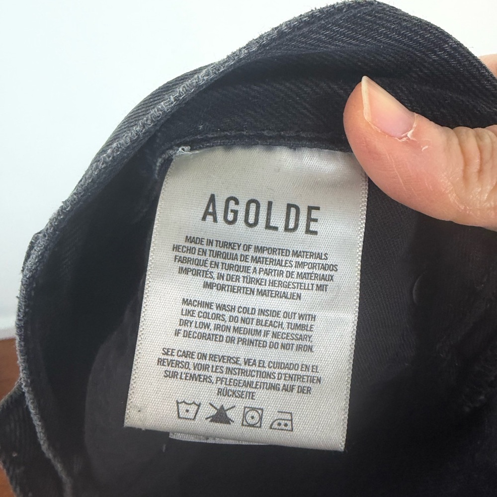 Agolde 90s Crop Jeans Shutter Black Distressed Size 26 - Picture 11 of 12
